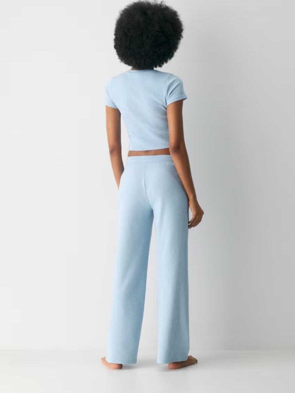 NWT Aritzia Homestretch Rib KICKBACK Pant Ripple Blue L - Picture 5 of 9